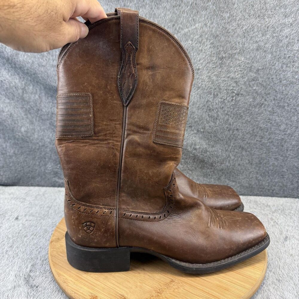 Ariat Boots Womens Size 10 B Brown Western American Flag Square Toe 10027381